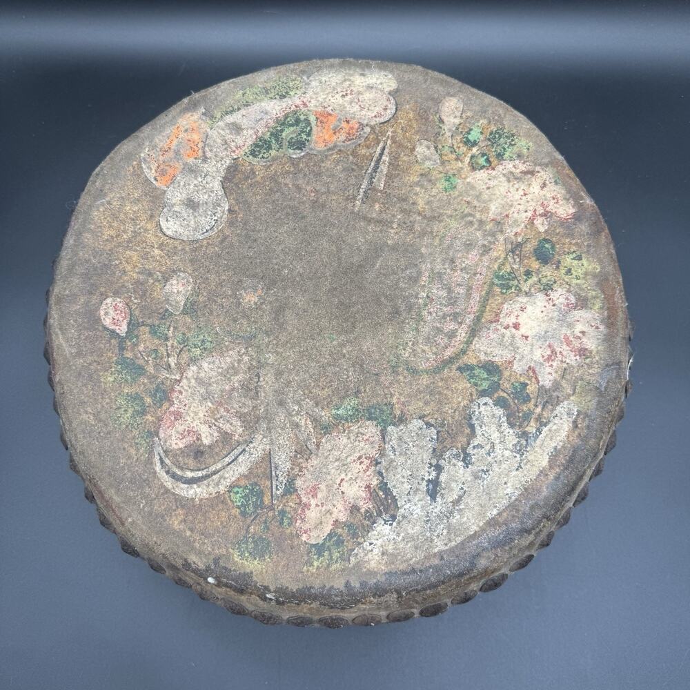 Vintage Tack Head Double Side Tom Tom Drum Painted Dragon Antique Decor 14” - Picture 6 of 6